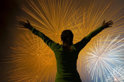 Woman with arms outstretched