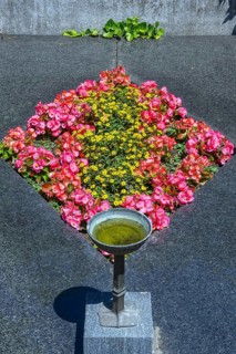 Simple grave with floral decoration