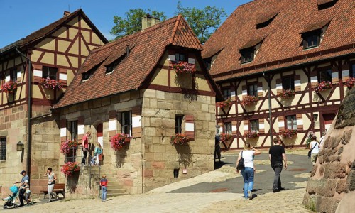 The historic old town of Nuremberg is worth seeing at night and during the day on 04.08.2017 in Nuremberg. Nuremberg Castle a magnet for tourists