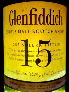 Glenfiddich single malt whiskey bottle