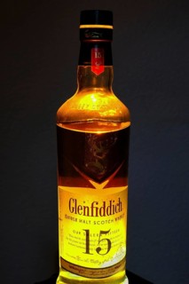 Glenfiddich single malt whiskey bottle