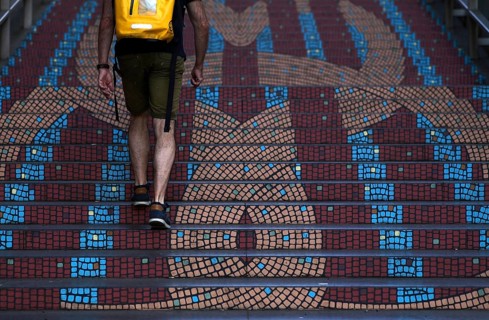 Man with backpack
