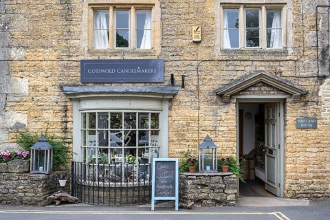 Gift shop with candle manufacture in the old town of Bourton on the Water