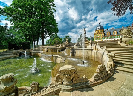 Water feature and Seehof Castle