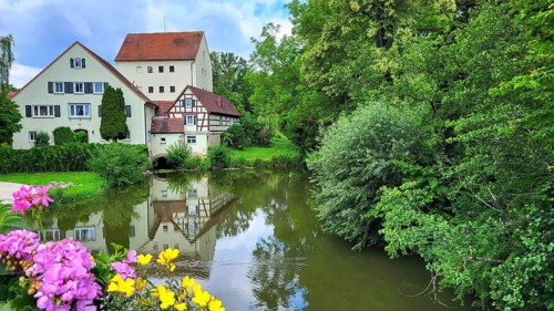 The town mill is a sight in the historic centre of the old town. Feuchtwangen