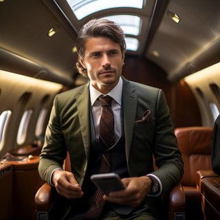 Private flying by rich people and business people in their own planes for vacation and luxury and business
