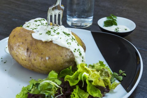 Jacket potato with herb curd