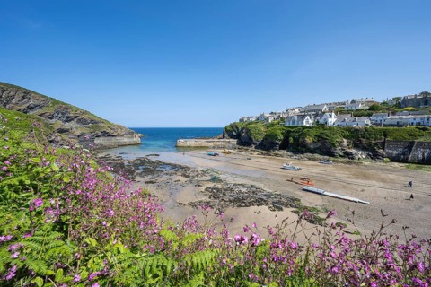 The slipway from the fishing harbour and the harbour entrance in Port Isaac