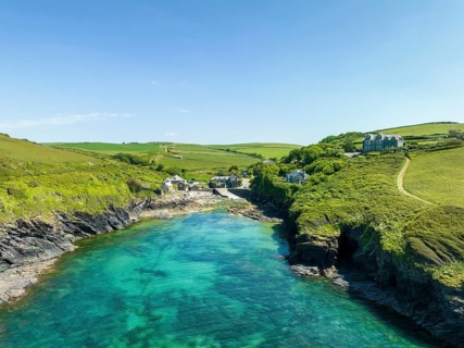Aerial view of the hamlet of Port Quin near Port Isaac