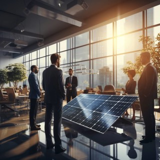 Engineer and businessman develop and discuss new solar panels