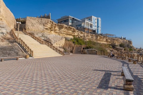 Aktau sandstone cliffs and promenade