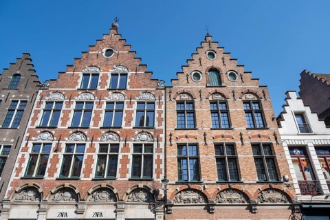 Historic townhouses with stepped gables in the old town of Bruges
