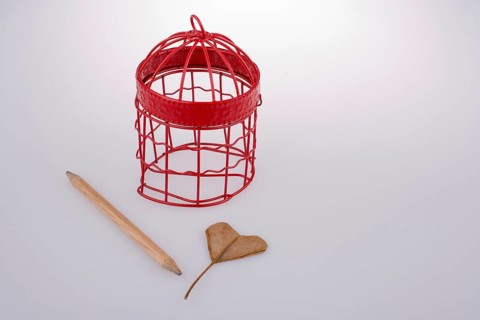 Little white bird house made of metal