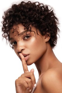 African American skincare models with perfect skin and curly hair. Beauty spa treatment concept