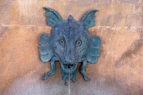 Figure at the historic trough fountain