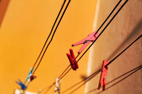 Red clothes pegs