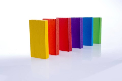 Color dominoes on a white background