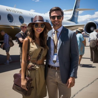 Private flying by rich people and business people in their own planes for vacation and luxury and business