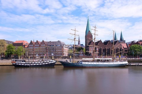 Sailing ship Alexander von Humboldt on the Weser