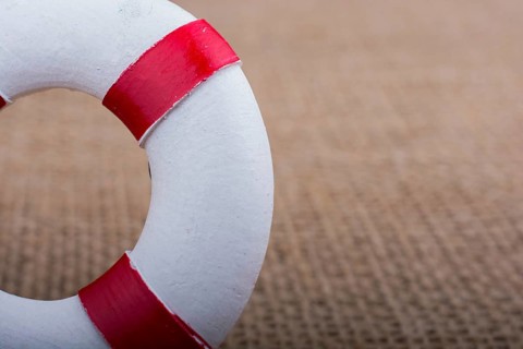 Lifesaver or life preserver on a fabric background