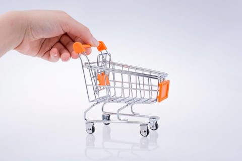 Hand holding a Cart on a white background