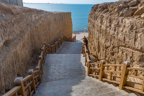 Aktau sandstone cliffs and promenade