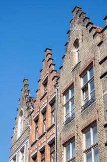 Historic townhouses with stepped gables in the old town of Bruges