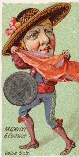 Coins from different countries with symbolic persons