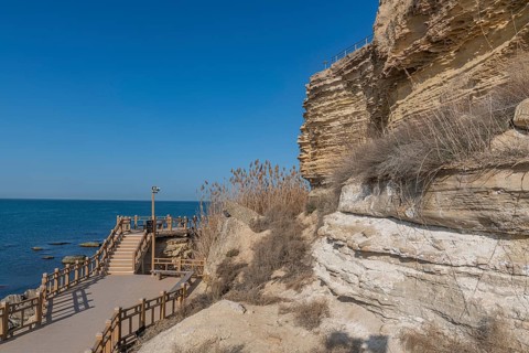 Aktau sandstone cliffs and promenade