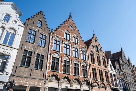 Historic townhouses with stepped gables in the old town of Bruges