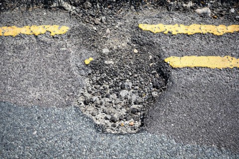 High risk of a puncture due to road damage