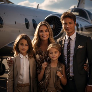 Private flying by rich people and business people in their own planes for vacation and luxury and business