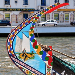 Colourfully painted bow of a gondola