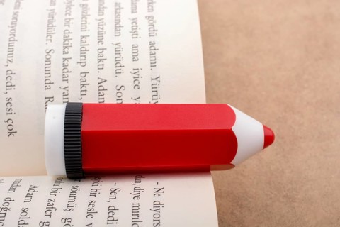 Model pencil as back to school theme education item in view