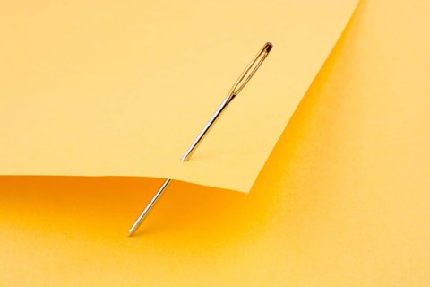 Needle pierced yellow color note paper
