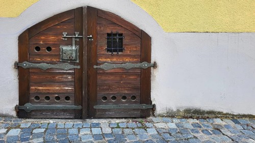 The historic gate is a landmark in the centre of the old town. Feuchtwangen