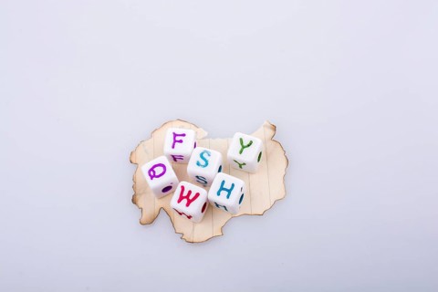 Back to school theme with colorful letter cubes