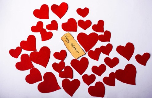 Valentine's day wording on torn paper as Love concept