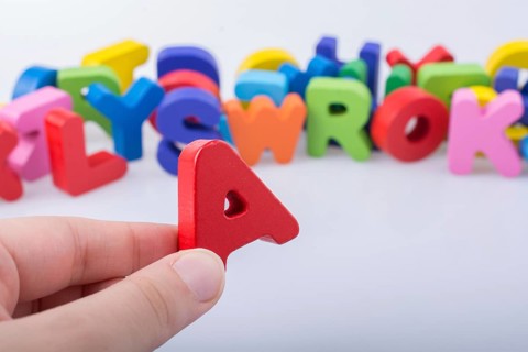 Letter cubes of Alphabet made of wood