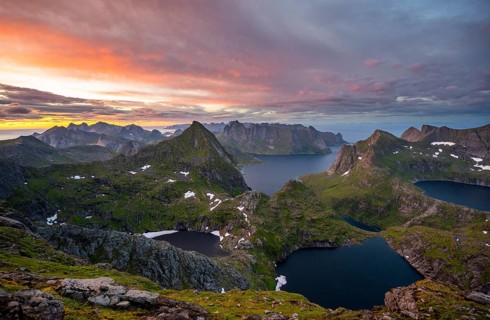View over mountain tops and sea