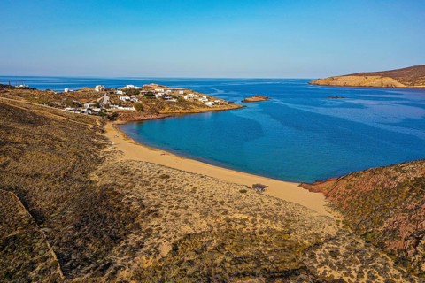 Aerial of Agios Sostis beach