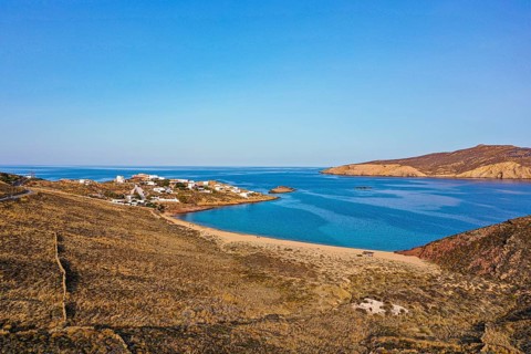 Aerial of Agios Sostis beach
