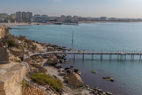 Aktau sandstone cliffs and promenade