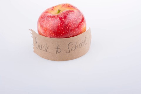 Back to school theme with a red apple