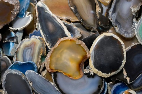 A cross section of Agate gemstone as natural mineral rock