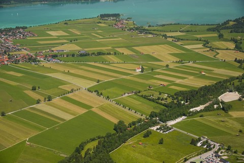 Panorama from the Tegelberg massif to the baroque church of St. Coloman