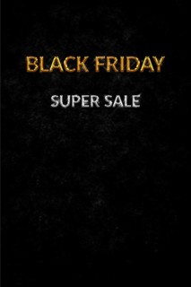 Black Friday Super Sale. Luxury dark textured background silver and golden text lettering. Vertical banner