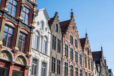 Historic townhouses with stepped gables in the old town of Bruges