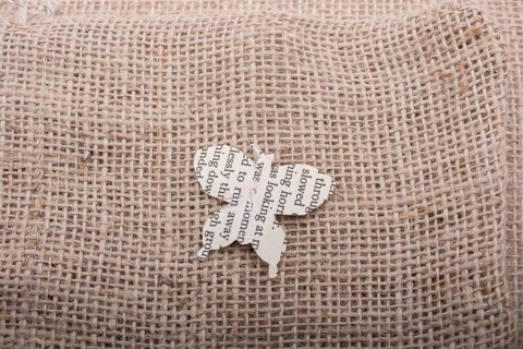 Paper is cut out in shape of a butterfly