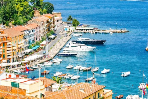 View from the Strada Panoramica down to the old town with harbour